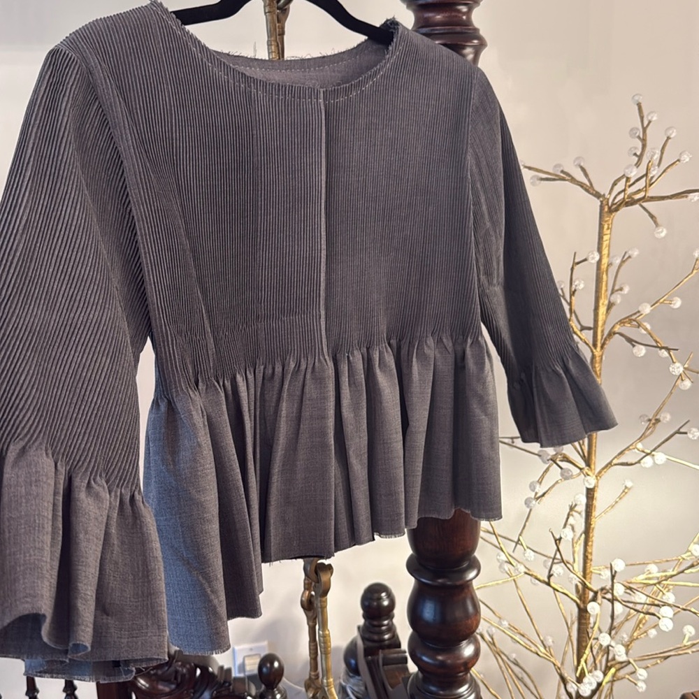 Gray Button-Up Women's Top
